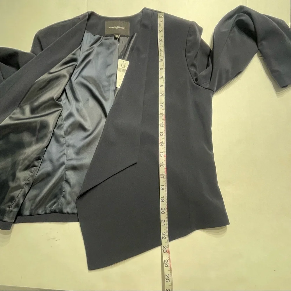 Banana Republic Open-Front Draped Jacket True Navy Blazer Size 12. NEW. Workwear